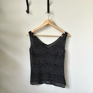 Escada 100% Silk Polka Dot Blouse Sleeveless Chic Fairycore Romantic Coquette